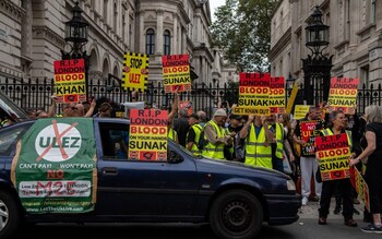 Protesters opposed to the expansion of the Ultra Low Emission Zone