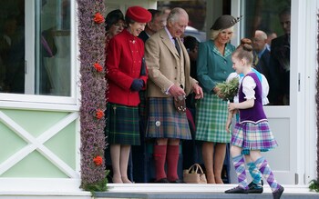 King Charles along with Queen Camilla and the Princess Royal all sport tartan kilts at the Braemar Gathering